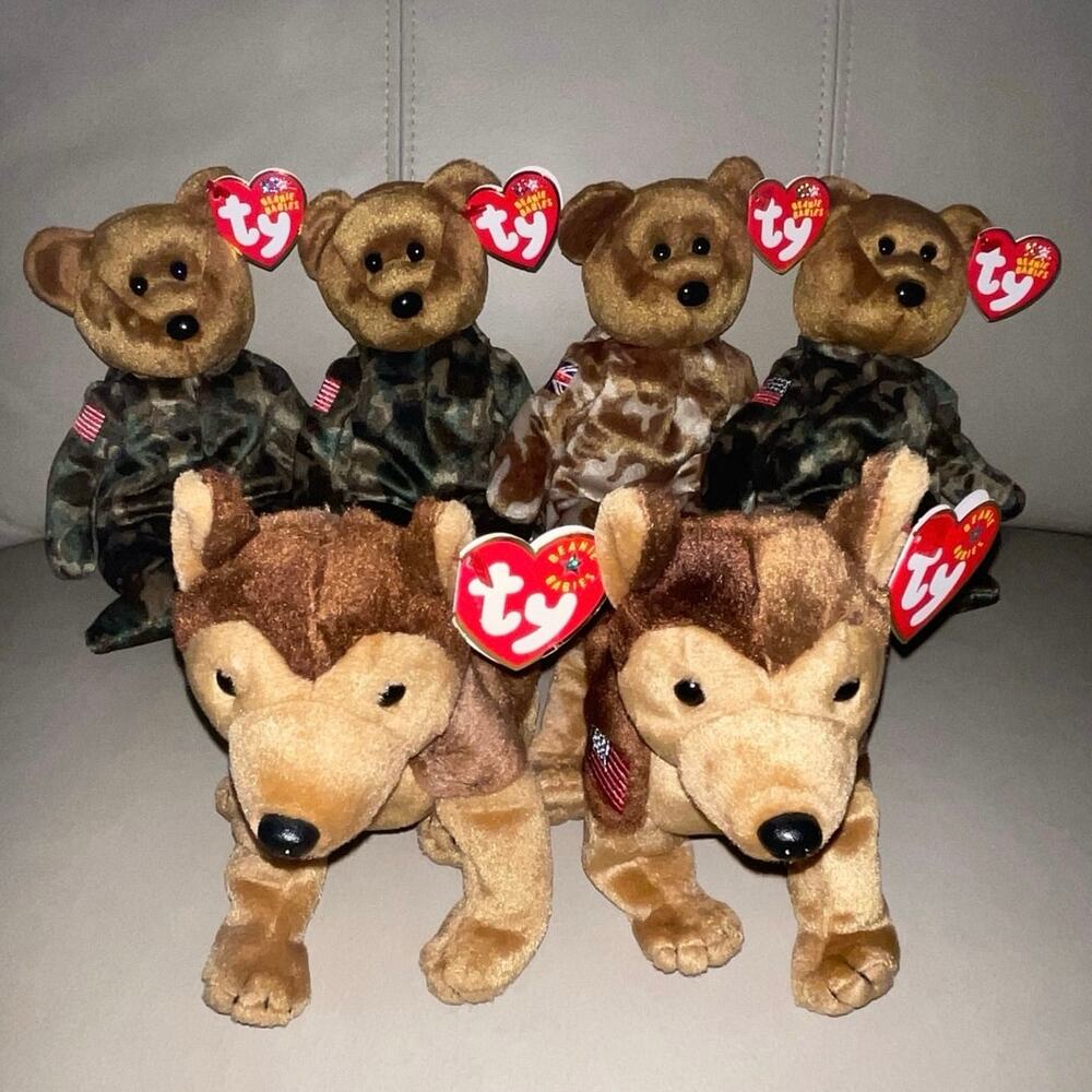 America 250 Military & First Responder Ty Beanie Baby Collection - 6-Pc Hero Lot